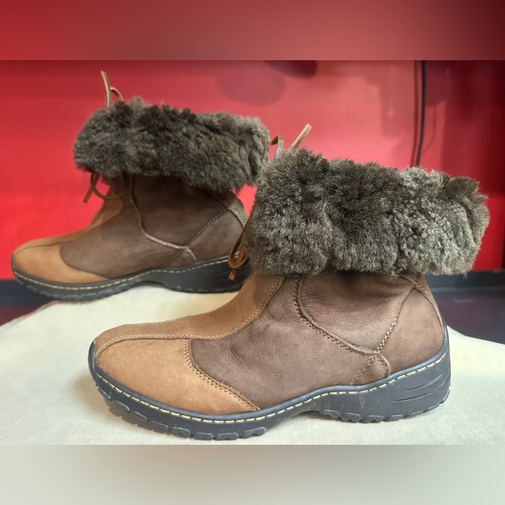 Sofft Ankle Boots Brown Leather/Suede with Brown Shearling Lining Women’s Sz 9.5 - Picture 7 of 16